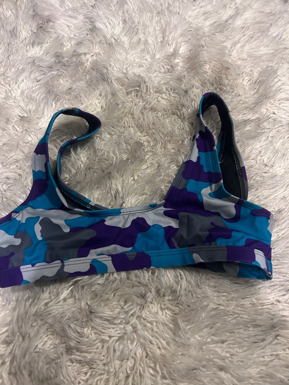 Fashion Nova Blue & Purple Camo Sports Bra